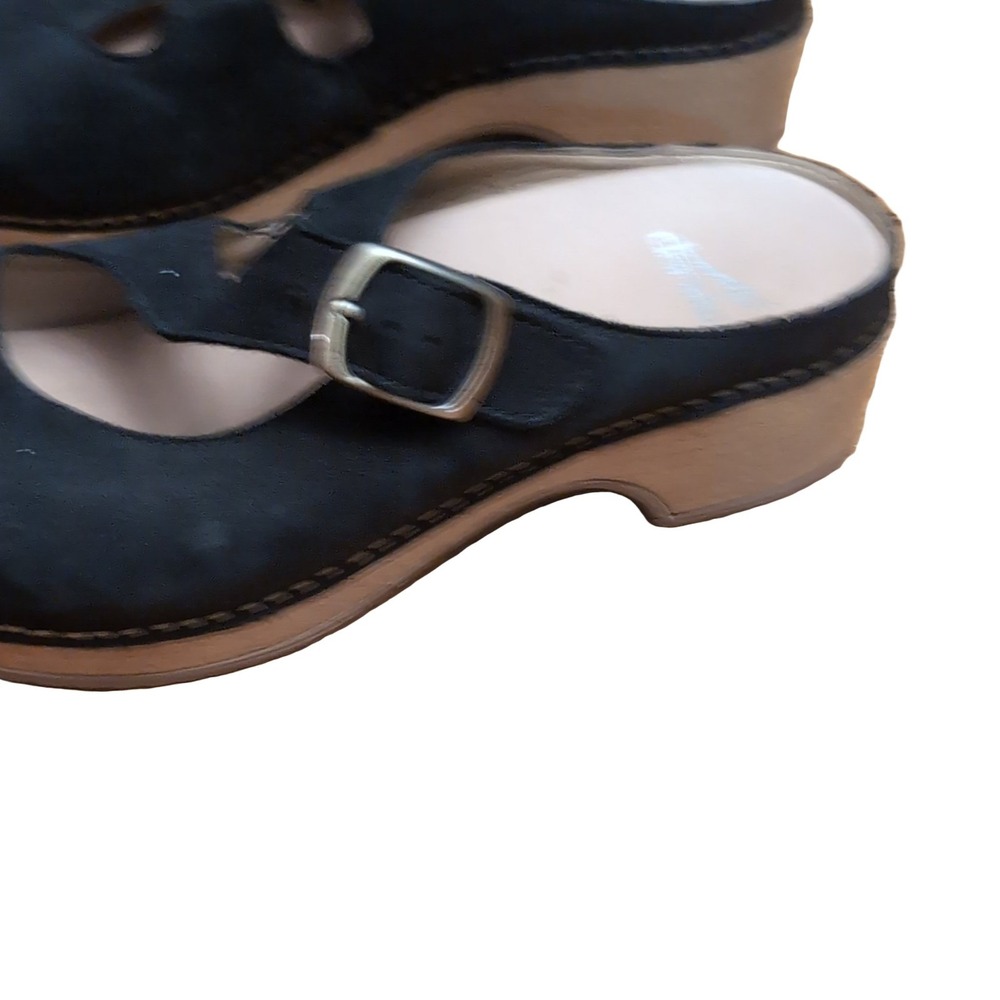 Dansko Britney Women's Black Leather Clogs EU 38 US 8 Arch Support Wedge - Picture 2 of 8
